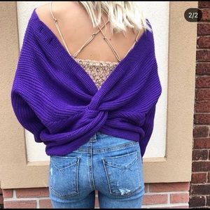 Purple knot knitted sweater